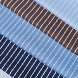 도매용 재고 있음: 100% 면 70수 원사염색 스트라이프 새틴 셔츠 원단, 액체 암모니아 마감, 고급 소재. - Product Image 1