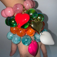 Nouveau Bracelet Chunky Tendance 2026 en Acrylique Coloré, Style Européen et Américain, avec Perles Laser Contrastées pour Femme