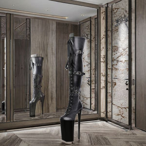 Botas Góticas Blancas de Moda para Bailarina Exótica de Club Nocturno, 26 cm, por Encima de la Rodilla, con Hebilla de Cinturón, para Pole Dance, Estilo Sexy y Fetiche - Product Image 3