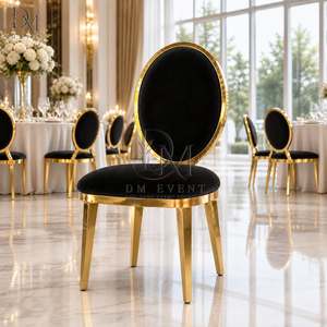 Gold Sunburst Back Stainless Steel <b>Chair</b> with Cushioned Seat and Sealed Frame for Wedding Banquet Event Rental and Wholesale - Product Image 3