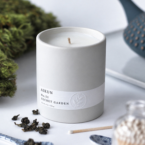 Aikun 226g Light Grey Matte Ceramic Jar Scented <b>Candle</b> with Cotton Wick Embossed Label Custom Logo Packaging for Bulk Order - Product Image 1