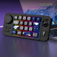 Tri-mode Mini Macropad 19 tombol mekanis, Keyboard nirkabel 2.4G BT keypad makro yang dapat diprogram lampu LED untuk Desktop