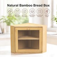 Boîte à pain d'angle gain de place en bambou, double couche, avec fenêtre transparente, hermétique, en bois, pour cuisine
