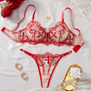 Ensemble de lingerie sexy en dentelle brodée de fleurs, avec <span class=keywords><strong>porte</strong></span>-jarretelles floral, nouveauté été, sous-vêtements érotiques <span class=keywords><strong>pas</strong></span> chers, vente chaude - Product Image 3