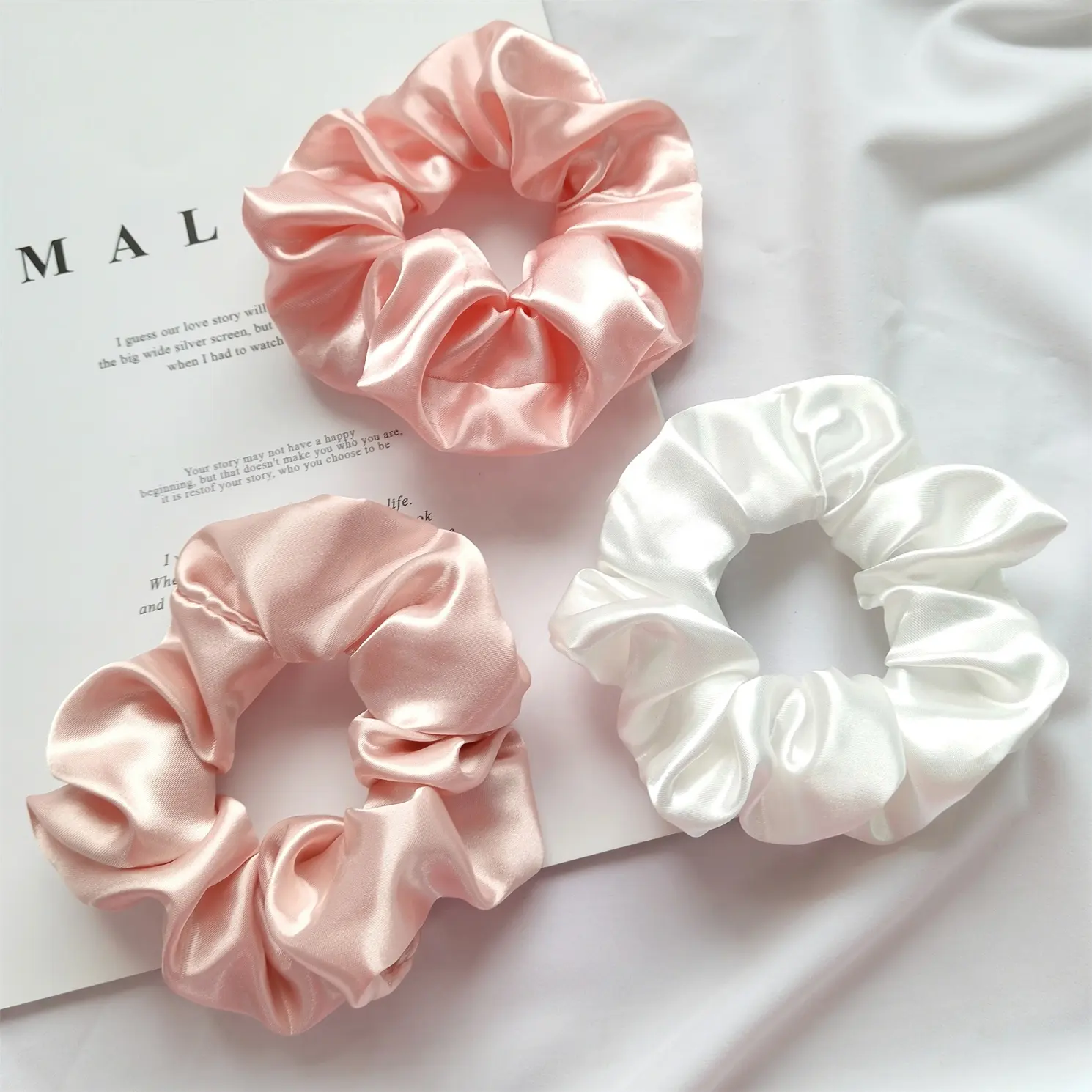 Wholesale Customized Color Extra Large Satin Scrunchies High Quality Silk Satin Hair large scrunchies