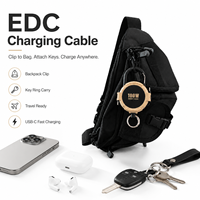 Câble USB C vers USB C rétractable 100W pour les voyages en plein air avec crochet de fixation pour sac à dos
