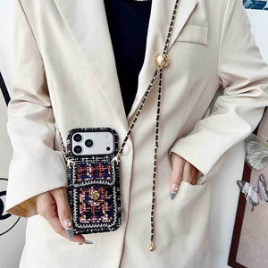 Nouvelle coque de protection européenne en laine de camélia avec sangle, compatible iPhone 17/16/15 Pro <span class=keywords><strong>Max</strong></span>, boule dorée réglable, clip, antichoc - Product Image 6