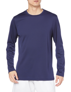 Camiseta de Manga Larga para Hombre, Color Azul Marino, Cuello Redondo, Secado Rápido, Poliéster, Corte Regular, Estilo Casual - Product Image 1