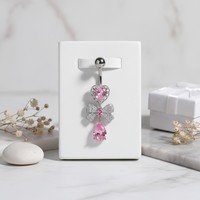HGC 316L Nouveauté : Piercing de nombril style barre avec pendentif, plaqué PVD, bijou de piercing nœud papillon