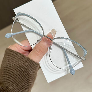 Mắt mèo kim cương sáng bóng đầy đủ rim Trọng lượng nhẹ kim loại khung thiết kế độc đáo Luxury Unisex Khung quang cho kính đọc sách - Product Image 5