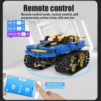 Voiture cascadeuse RC tout-terrain, blocs de construction électriques, réservoir militaire, télécommande, commande vocale, application de programmation, jouets pour garçons et enfants