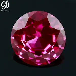 China wholesale price 3# Ruby red round diamond cut corundum synthetic ruby gemstones