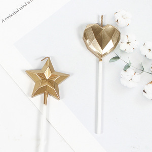 Five Pointed Star Birthday Candles Metallic Faceted Cake Decorations Happy Birthday Gift Party Supplies - Product Image 4