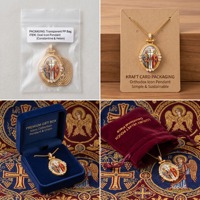 Colgante Ovalado de Madreperla con Icono Personalizado de San Constantino y Santa Eleno, Regalo Ortodoxo Griego, Latón con Oro de 18K y Circonitas, Suministros Religiosos