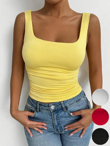Camiseta sin Mangas Ecológica para Mujer, Transpirable, de Color Sólido, con Tirantes, Cuello sin Tirantes, Sexy y Casual para Club, Top Básico que Deja el Ombligo al Descubierto - Product Image 2