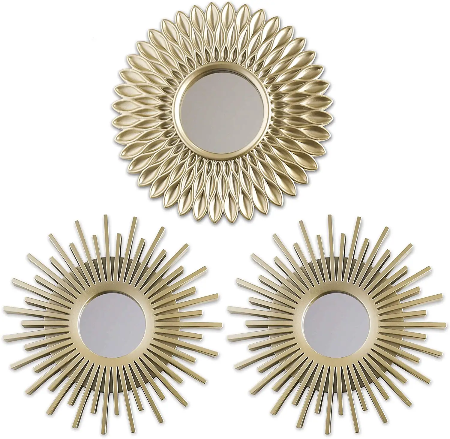 Gold Round Modern Mirrors 3 Pack Room Home Decor Wall Mirrors