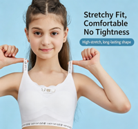 Soutien-gorge d'entraînement sans couture léger et sans armatures pour adolescentes, avec bretelles imprimées lettres et logo ours de dessin animé, sous-vêtement doux et très élastique