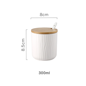 Vaso di condimento in ceramica con cucchiai di coperchio vaso di spezie per condimento all'ingrosso - Product Image 1