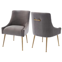 Chaises de salle à manger en tissu velours, de style nordique, avec jambes en or
