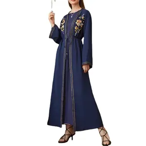 Модное арабское мусульманское платье абайя с длинным рукавом, женское мусульманское платье галабии, повседневная одежда, мусульманское нечеткое платье