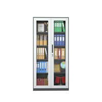 Armoire de classement en verre, en acier, avec étagères réglables pour le rangement des documents et des livres de bureau