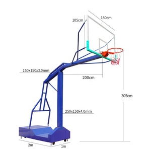 แป้นบาสเก็ตบอลมาตรฐาน FIBA สำหรับกลางแจ้ง แบบพกพา ขนาด 10 ฟุต <span class=keywords><strong>ราคา</strong></span>ประหยัด พร้อมเสาเหล็ก - Product Image 5