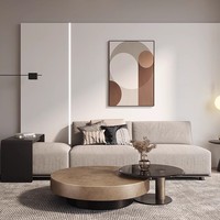 Ensemble de table basse moderne de luxe en bronze doré et acier inoxydable, meubles de salon ronds par KINGTOP KTC-208