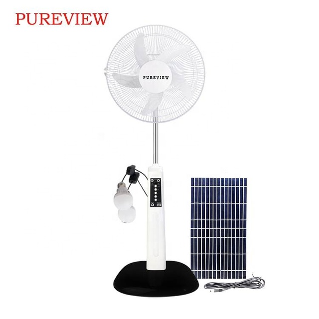 Solar Charging Fan 6v 16 Inch Brushless Rechargeable Standing Battery Emergency With Solar Panel Pedestal Electric Fan