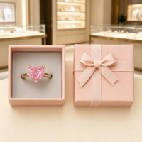 Boîte d'emballage carrée en papier coloré personnalisable, boîte à bijoux en relief pour la Saint-Valentin avec nœud