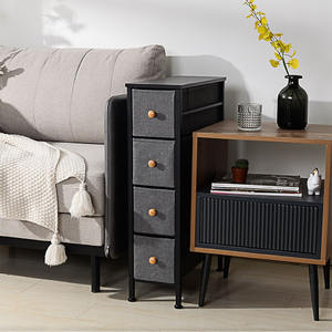 Cajonera Vertical <span class=keywords><strong>Estrecha</strong></span> Personalizable, Cajonera Delgada con Estructura de Hierro, Torre de Almacenamiento de 4 <span class=keywords><strong>Cajones</strong></span>, Cómoda de Gran Capacidad - Product Image 1