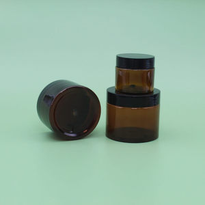 <strong>Wholesale</strong> Empty <strong>Amber</strong> PET Plastic Single Wall <strong>Jar</strong> with Black Screw Lids in Stock - Product Image 6