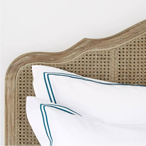 Letto <span class=keywords><strong>in</strong></span> <span class=keywords><strong>Legno</strong></span> di Quercia <span class=keywords><strong>Massello</strong></span> Stile Francese Retrò con Rattan Naturale, Extra Large, Fatto a Mano - Product Image 3
