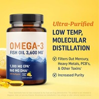 Gélules d'huile de poisson Oméga-3 3600mg EPA DHA, 120 gélules, marque privée OEM ODM, pour la nutrition quotidienne et le soutien immunitaire