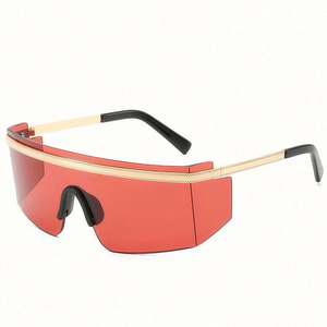 2021 New Arrivals Fashion One Piece Lens Sunglasses <b>Large</b> <b>Frame</b> Sunglasses UV400 Women Metal Sunglasses - Product Image 2