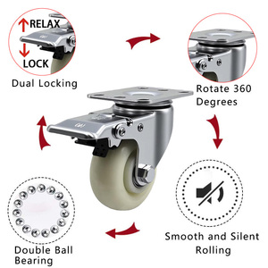 3 Zoll Verriegelung brems rollen 360 Schwenk kugellager Langlebig für Möbel Einkaufs wagen Schränke Tables-80kg Last Leise PP - Product Image 2