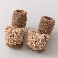 Chaussettes pour bébé nouveau-né, en coton élasthanne/polyester, automne-hiver, doublées de polaire, épaisses, en tissu éponge, chaudes, à bouche large