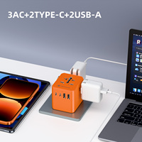 Adaptador de Viaje Universal Wontravel de 17W con 3 Tomas de Corriente AC (Reino Unido) a Todo el Mundo, con 2 Puertos USB C y 2 Puertos USB A