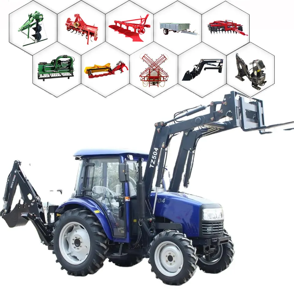 Pabrik EPA 50hp 70hp 100hp 4x4 traktor kecil traktor mini dengan front end loader backhoe pertanian traktor fram di AS