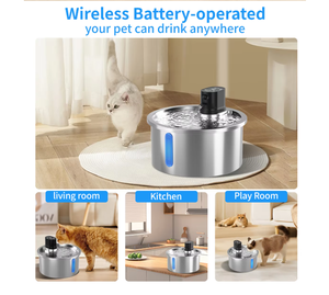 일정한 온도 난방 무선 사이클 필터 플러그가 뽑힌 애완 동물 그릇 및 피더가 있는 스테인리스 고양이 물 디스펜서 - Product Image 4