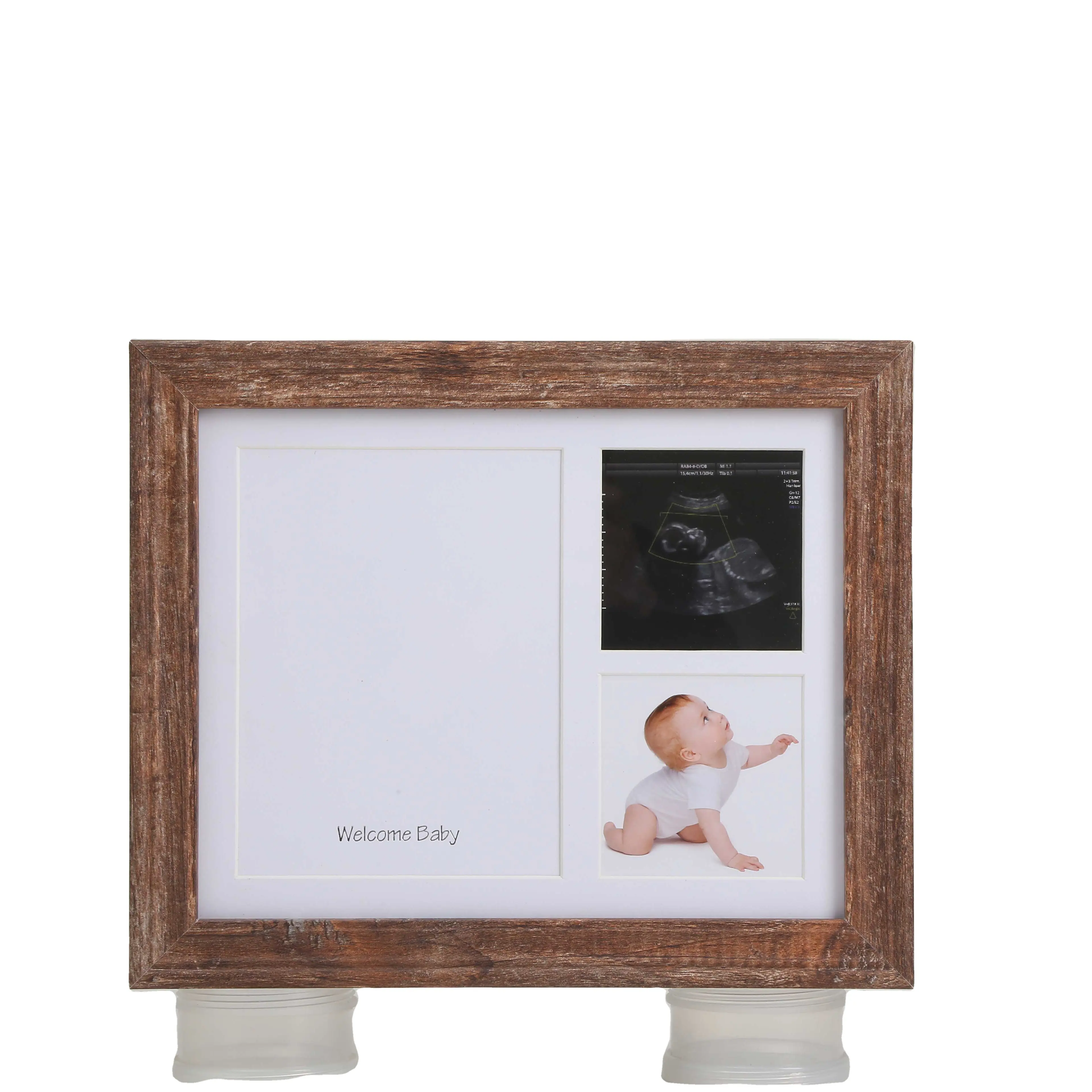 Vintage style clean and ECO-friendly newborn baby hand and footprint clay photo frame New Baby First Year Souvenir Gift