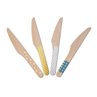 Ensemble de couverts jetables en bois de bouleau non blanchi couleur naturelle, vaisselle biodégradable pour fête sur la plage et festival