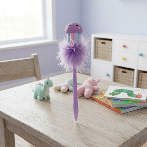 Stylo à bille en forme de méduse, plume moelleuse, violet, plastique, 0,7 mm, nouveauté pour enfants, fournitures de bureau et scolaires - Product Image 1