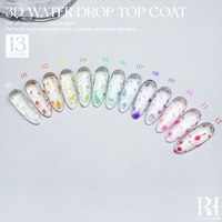 REHEART Top Coat Gel Effet Goutte d'Eau 3D Sans Résidu Brillant et Lustré pour Nail Art, Vernis Gel DIY Manucure Soak Off Lampe UV LED