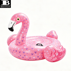 Flotteur gonflable géant flamant rose robuste, île flottante à chevaucher, matelas aquatique pour fête estivale à la plage - Product Image 3