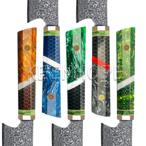 KEENHOPE Couteau Kiritsuke de 8 pouces en acier damas 67 couches VG10 10Cr15CoMoV Manche en résine composite colorée et maille d'aluminium - Product Image 6