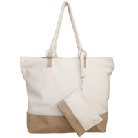 Grand sac de voyage en toile de jute naturelle, résistant au sable, avec fermeture éclair supérieure, poche intérieure et pochette amovible