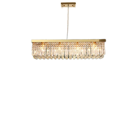 Luminaire suspendu rectangulaire en fer et cristal pour salon et salle à manger, haute luminosité, doré, garantie 1 an