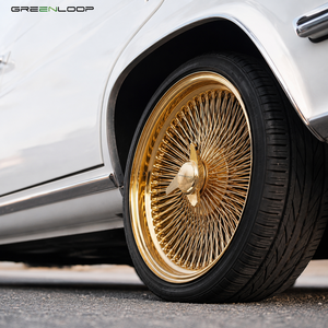 Cerchi in Lega Premium Greenloop Personalizzati a Razze Incrociate da 20, 22, 24 Pollici con Centro Dorato per <span class=keywords><strong>Auto</strong></span> Classiche e Lowrider - Product Image 5