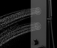 Vente chaude mitigeur peint en noir colonne de douche cascade murale Pause caractéristique hôtels salle de bain panneau de douche