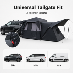 Tente de camping pour SUV, système de fixation sur <span class=keywords><strong>hayon</strong></span>, deux chambres, 5-8 personnes, PU 3000mm imperméable, UPF 50+, Oxford 150D, installation rapide en 3 minutes, quatre saisons - Product Image 6